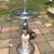 Art Deco slag glass + chrome lighted smoking stand A140 1 thumbnail