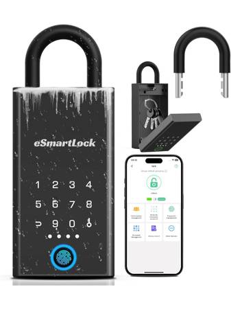 Fingerprint Key Lock Box with Code, Wireless Digital Lock Box with Blu 1