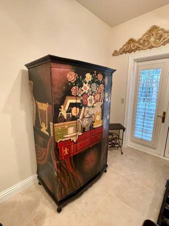Unique, Solid Wood Hand Painted Armoire 1
