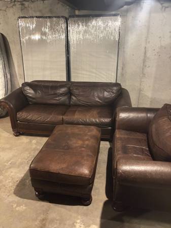 Discounted: Brown Leather Sofa Set  *Bernhardt 1