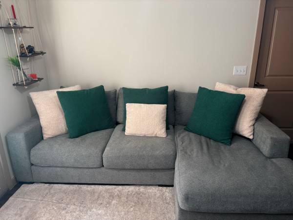 Grey Couch with Throw Pillows 1