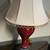 Vintage Elmira Large Red Ceramic Table Lamp w/ Dark Bronze Accents 2 thumbnail