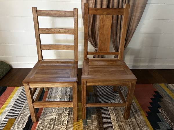 Solid Teak Chairs Set of 2 1