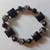 Vintage Floral Cloisonne-type / Onyx Stretch Bracelet 1 thumbnail