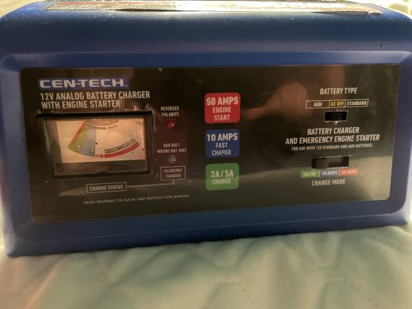 CEN🟢TECH 12 V 6V ANALOG BATTERY CHARGER WITH EN🔴GINE STARTER 1