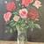 Framed Red/Pink Roses in Crystal Vase Painting By A. Behrend. 2 thumbnail
