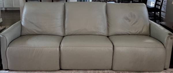 Everett Reclining Sofa from Bassett - Grey 1