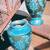 Antique Majolica Vases pair 11 inch Blue Green vase 1880-2929 2 thumbnail
