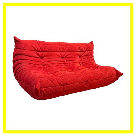 Michel Ducaroy For Ligne Roset Togo Armless Sofa, Alcantara Goya Red 1