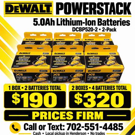 DEWALT POWERSTACK 20V Lithium-Ion 5.0Ah Battery Pack (2 Pack) DCBP520 1