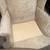 Textured Ivory Queen Anne–style upholstered wingback chair 5 thumbnail