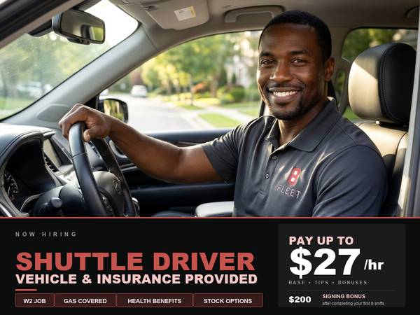 Shuttle Driver | Guaranteed Hours- W2, Car & Insurance Provided $27/hr 1