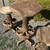 Custom Teak Rustic Wagon Wheel Outdoor Table & Swivel Stools 5 thumbnail