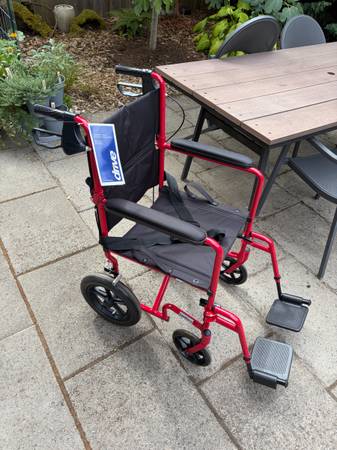 Lightweight Expedition Transport Wheelchair with Hand Brakes, Red 1