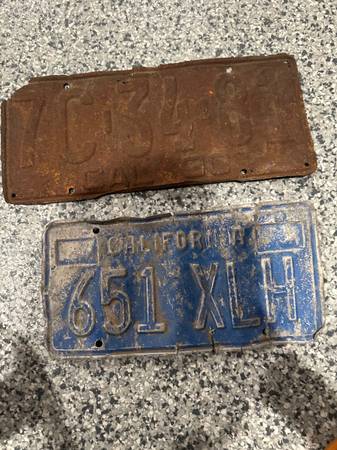 License plates CA Ols School weathered 1