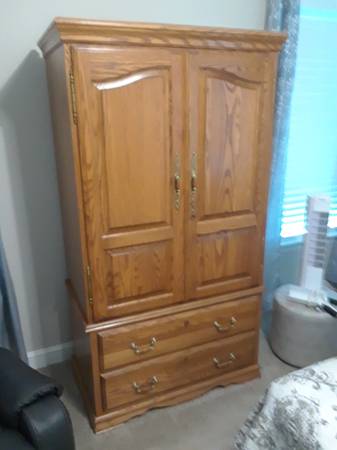 Solid Oak Entertainment Armoire 1