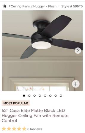 Modern Matte Black LED Ceiling Fan NIB 1