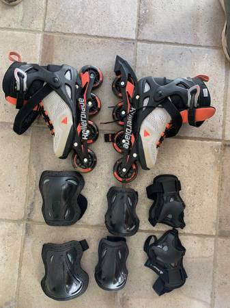Rollerblade inline skates, knee, wrist, and elbow pads 1