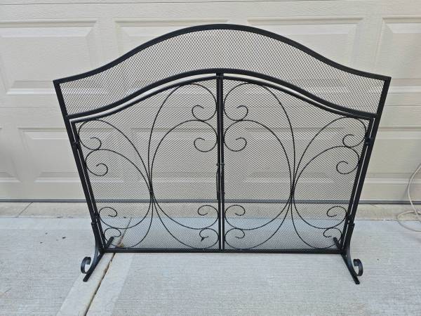 Fireplace Screen Guard with Doors Black Mesh 44x37 1