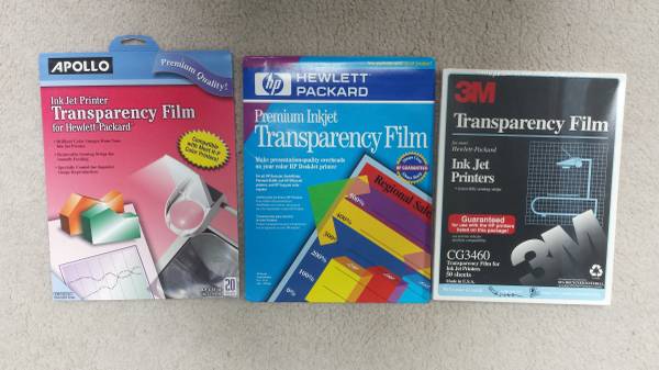 Color Inkjet Transparency Sheets 1