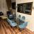 Blue gold velvet glass dining set 3 thumbnail