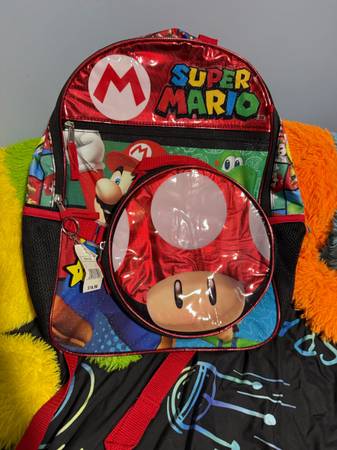 Mario backpack with toadstool lunchbox combo 1