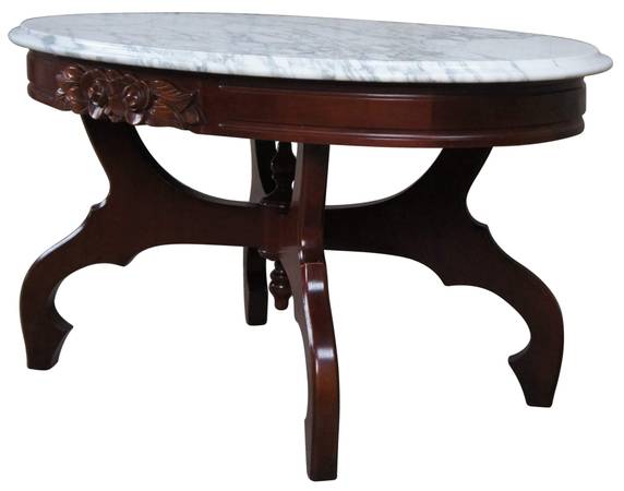 Victorian Solid Marble Top Solid Wood Coffee Table Excellent Condition 1