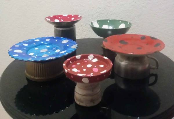 Hand Crafted Cottage Core Toadstool Mini Seed Feeders 1