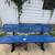 Global Industrial 8' Rectangular Picnic Tables, Expanded Metal, Blue 4 thumbnail