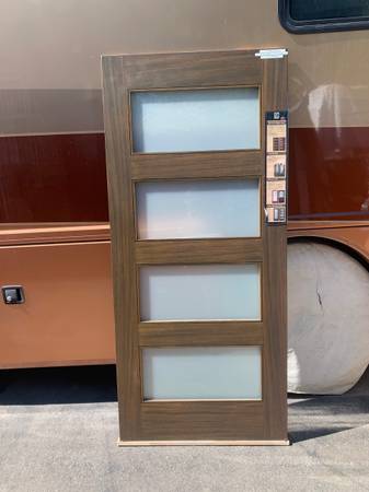 3' X  6’ 8” x 1 3/8” horizontal light white laminate glass 1