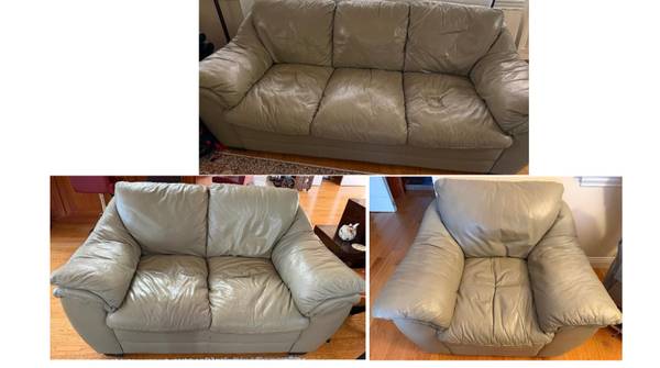 3-pc Natuzzi leather sofa set (made in Italy) 1