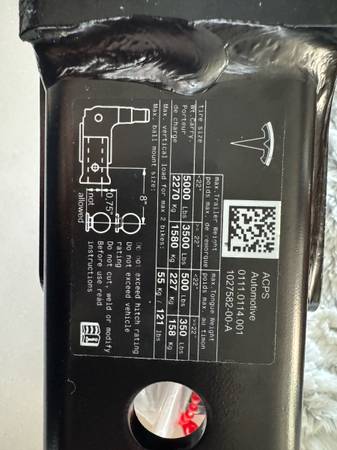 Tesla Model X Trailer Hitch Tow Hook  OEM 1482424-00-A 1