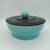 Vintage MCM Atomic Turquoise and Black Lidded Serving Bowl with Saturn 1 thumbnail