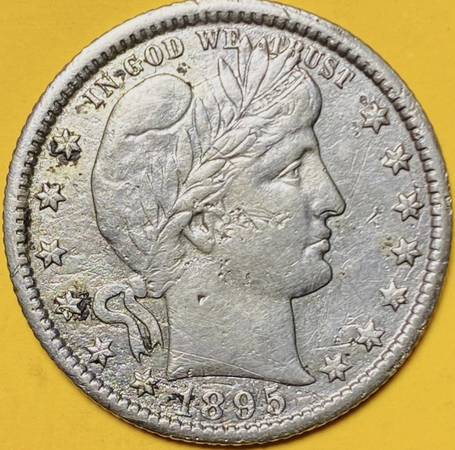 1895-O BARBER SILVER QUARTER COIN (XF-Extra Fine) 1