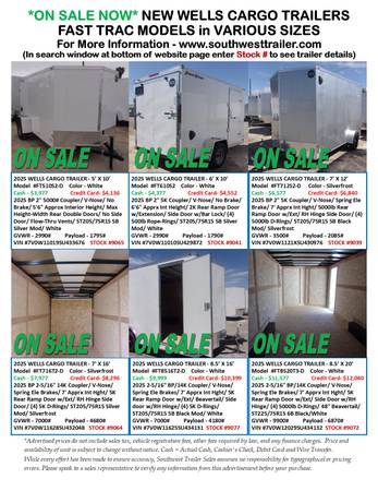 NEW WELLS CARGO FAST TRAC MODELS@SOUTHWEST TRAILER SALES(760) 788-8900 1