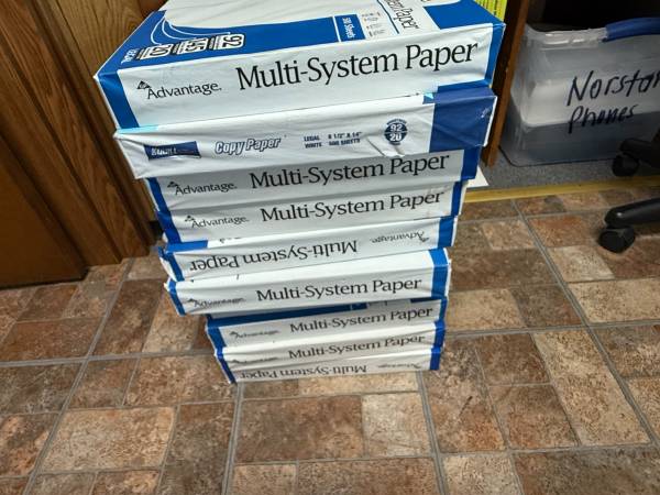 Copy Paper    8-1/2 x 14       have 12 reams 1