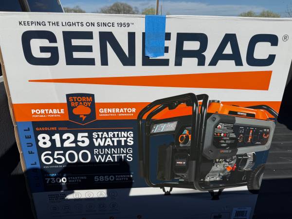 8125W Generac Gen w/electric start and dual fuel. 1