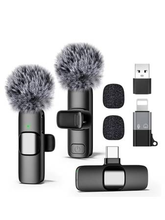 Mini Microphone for iPhone 16/15/14/Android, USB Lapel Lav Mic for Vlog YouTub
 1