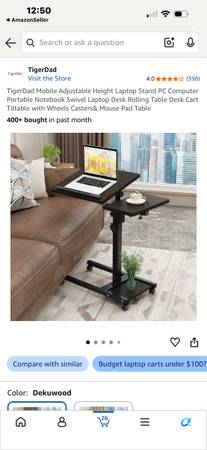 New!  Mobile Adjustable Height Laptop Stand PC Computer Portable Notebook Swivel 1