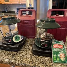 Two Coleman Lanterns with cases (need glass piece) $20 ea or $30 both 1