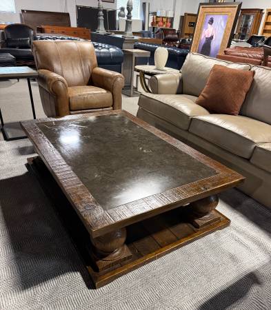Arhaus Bluestone and Wood Coffee Table 1