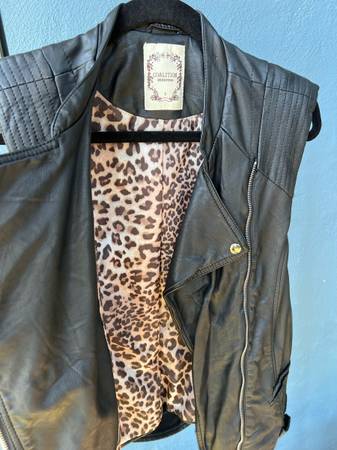 Woman’s Faux Leather Moto Vest 1