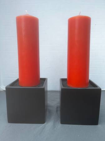 2 Classy Halloween Candle Decorations - Black Matte Ceramic Unused 1