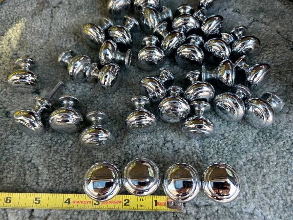 Solid Chrome Over Brass  Drawer And Cabinet Handle Pulls 33 total 1
