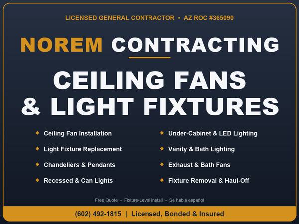 Ceiling Fan Installation Light Fixture Chandelier Recessed Pendant Vanity 1