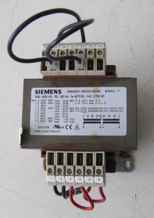 Siemens 250 / 823 VA Power Transformer Primary 230/460V Secondary 230/ 1