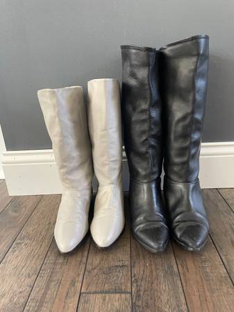 2 pares de botas de cuero para damas - gris y negro, talla 5 1/2; marca 9 West - $25 (Columbia)63471025534595121