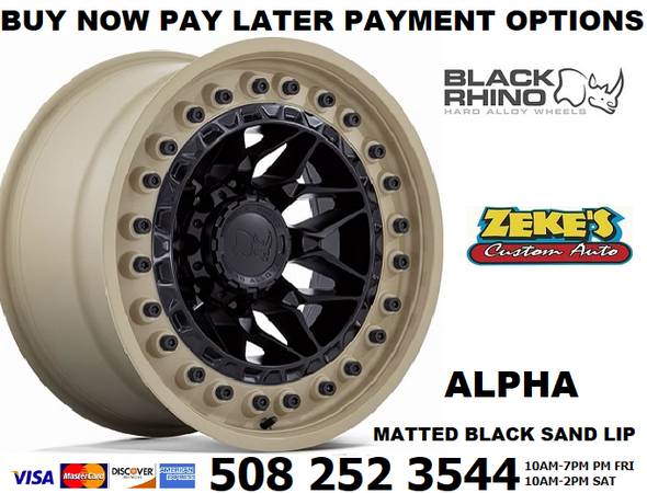 Black Rhino Alpha Matte Black w/ Sand Lip Wheels 1