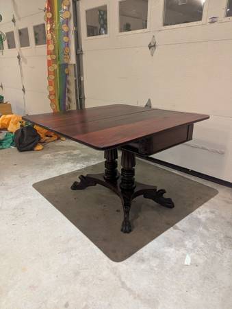 Antique Mahogany Game Table Table with Carved Pedestal and Claw Feet - $300 (Hillsborough)63470912985603124