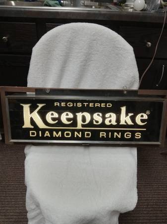 Keepsake diamond ring sign,  lighted vintage 1